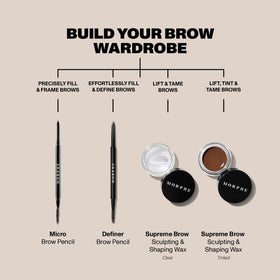Morphe wax in use with angled brush to create laminated brow benefit