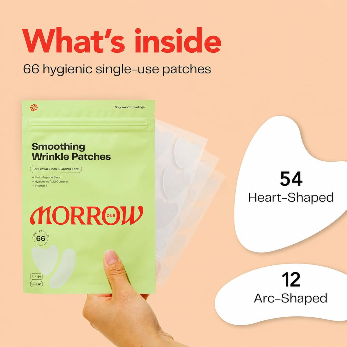 Morrow label listing peptides and hyaluronic acid for hydration