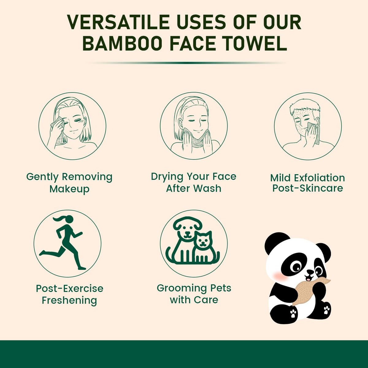 MOTHER EARTH towel in hand demonstrating gentle use on skin