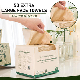MOTHER EARTH towel beside hand for scale and convenient sizing