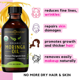 Mother Nature Organics label closeup highlighting USDA Organic cold-pressed purity
