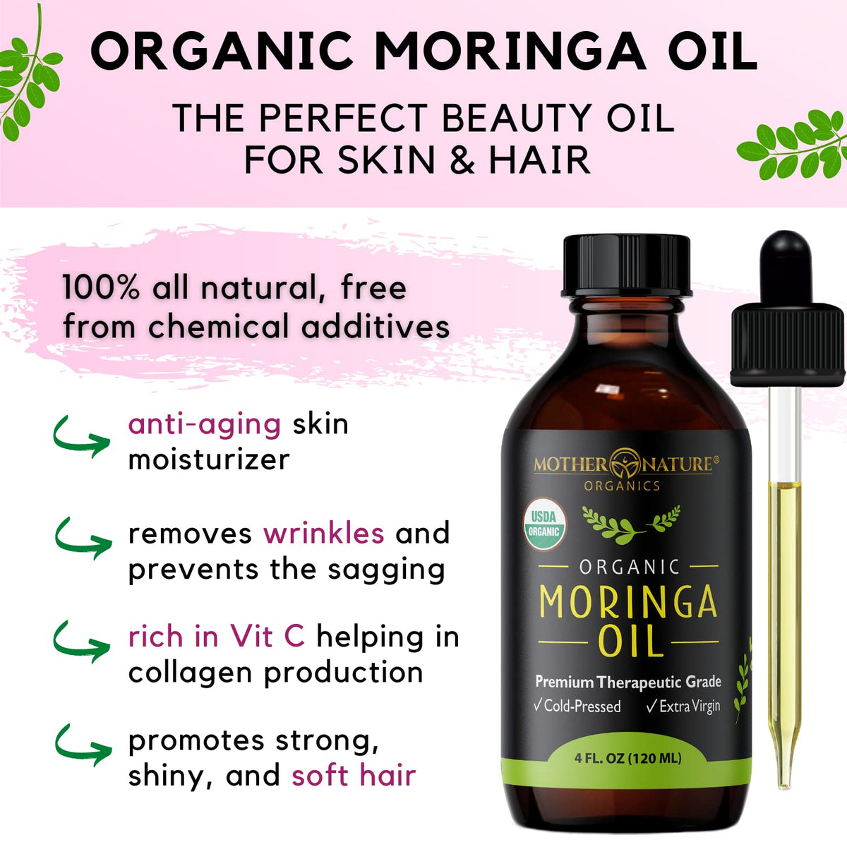 Mother Nature Organics on bathroom vanity in lifestyle scene suggesting daily routine use