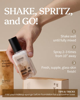 motomont lifestyle desk and purse ready bottle implying on-the-go moisturizing and refresh benefit