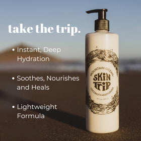 Mountain Ocean back label with ingredient list and usage information benefit