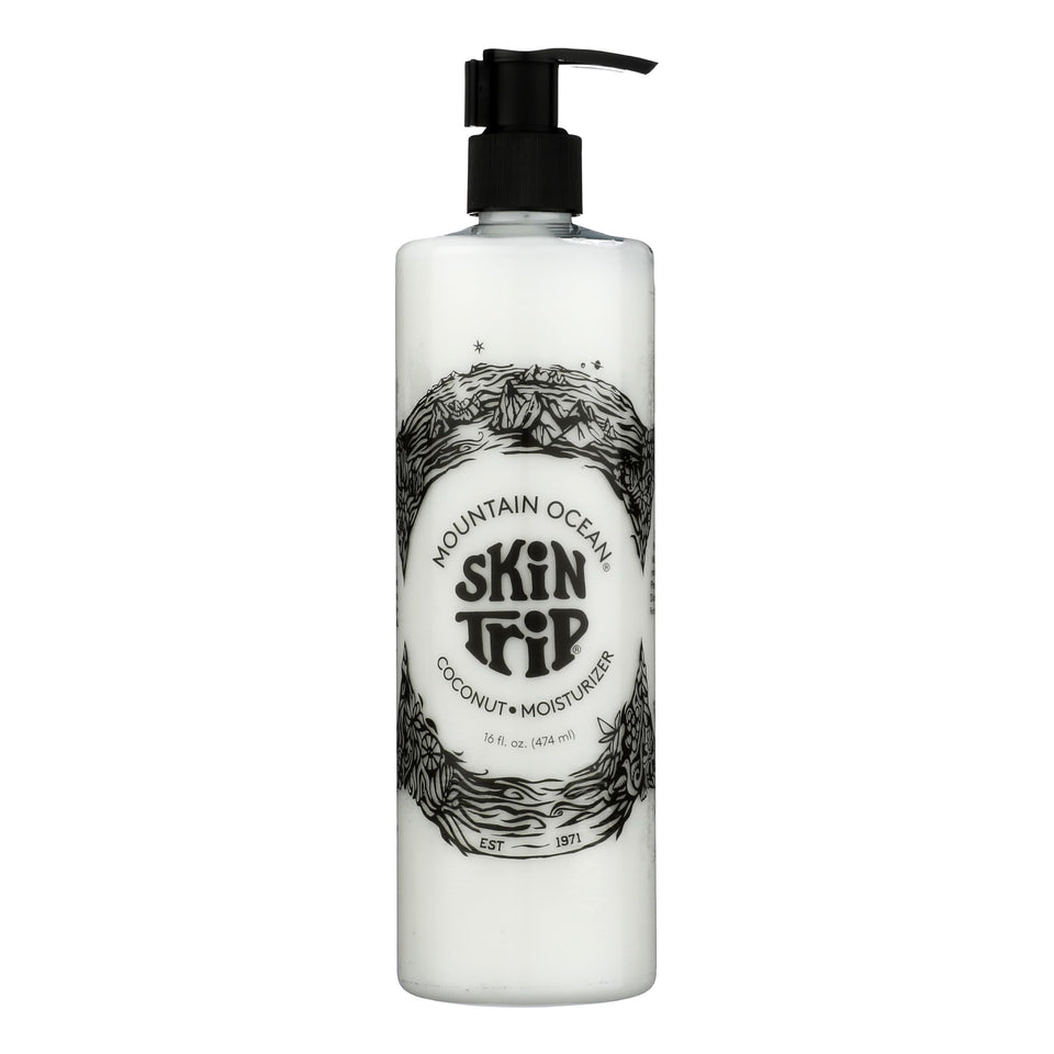 Mountain Ocean front pump bottle showing packaging and 16 oz size benefit