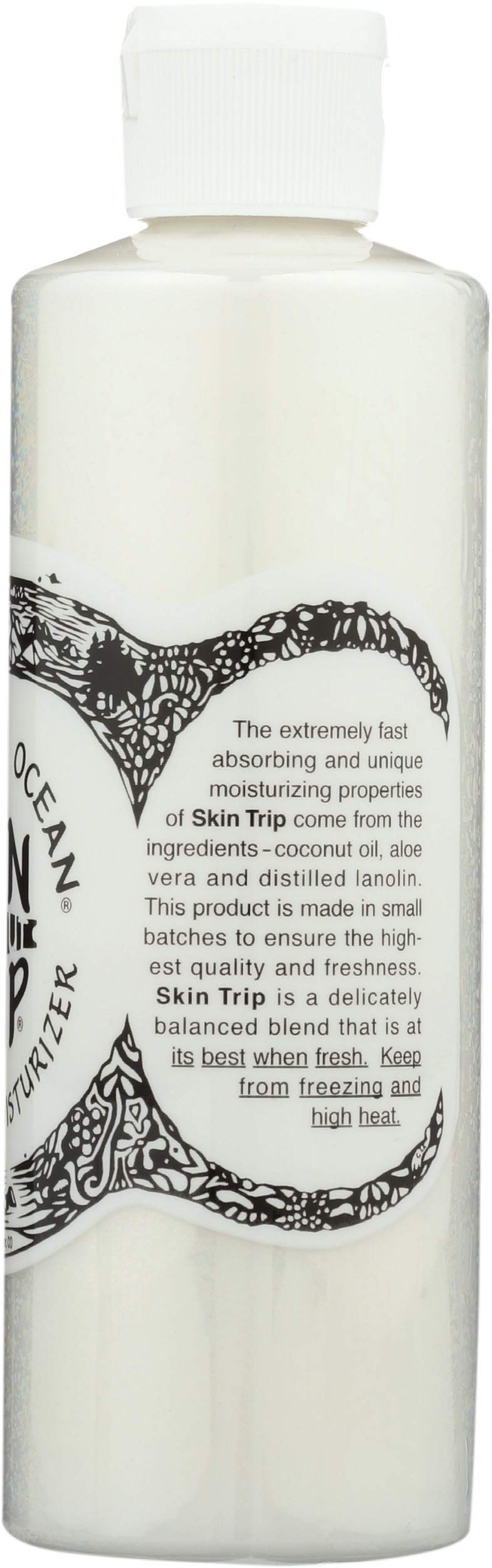 Mountain Ocean size scale with bottle in hand illustrating 8 fl oz capacity