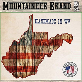 Mountaineer Brand handmade batch card from West Virginia emphasizing small-batch quality