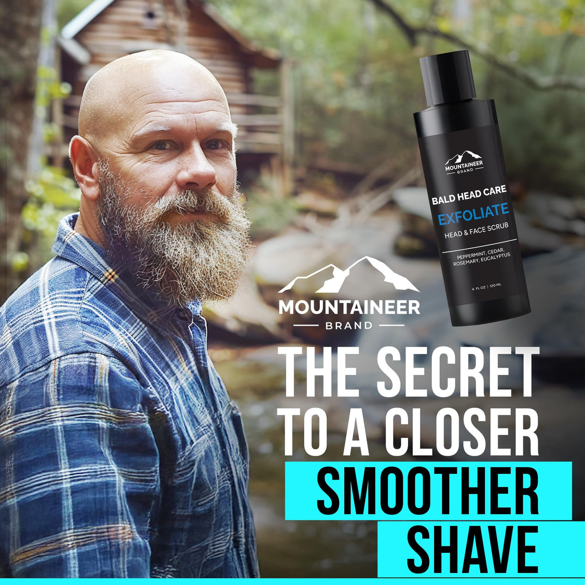 Mountaineer Brand lather on a bald scalp demonstrating effective cleansing