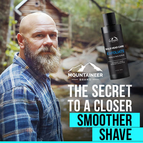 Mountaineer Brand lather on a bald scalp demonstrating effective cleansing