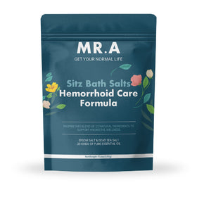MR.A front pouch showing label and resealable closure, easy storage benefit
