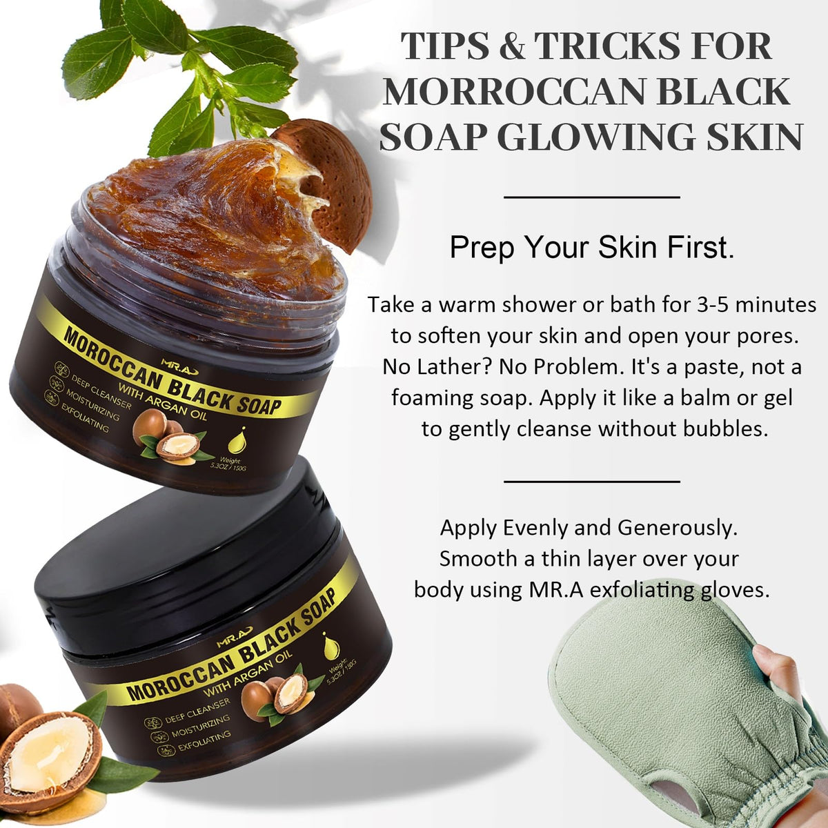 MR.A black soap in a home hammam setup suggesting spa results