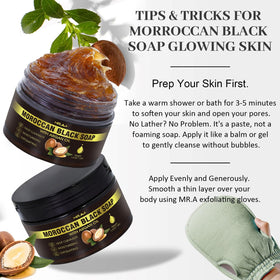 MR.A black soap in a home hammam setup suggesting spa results