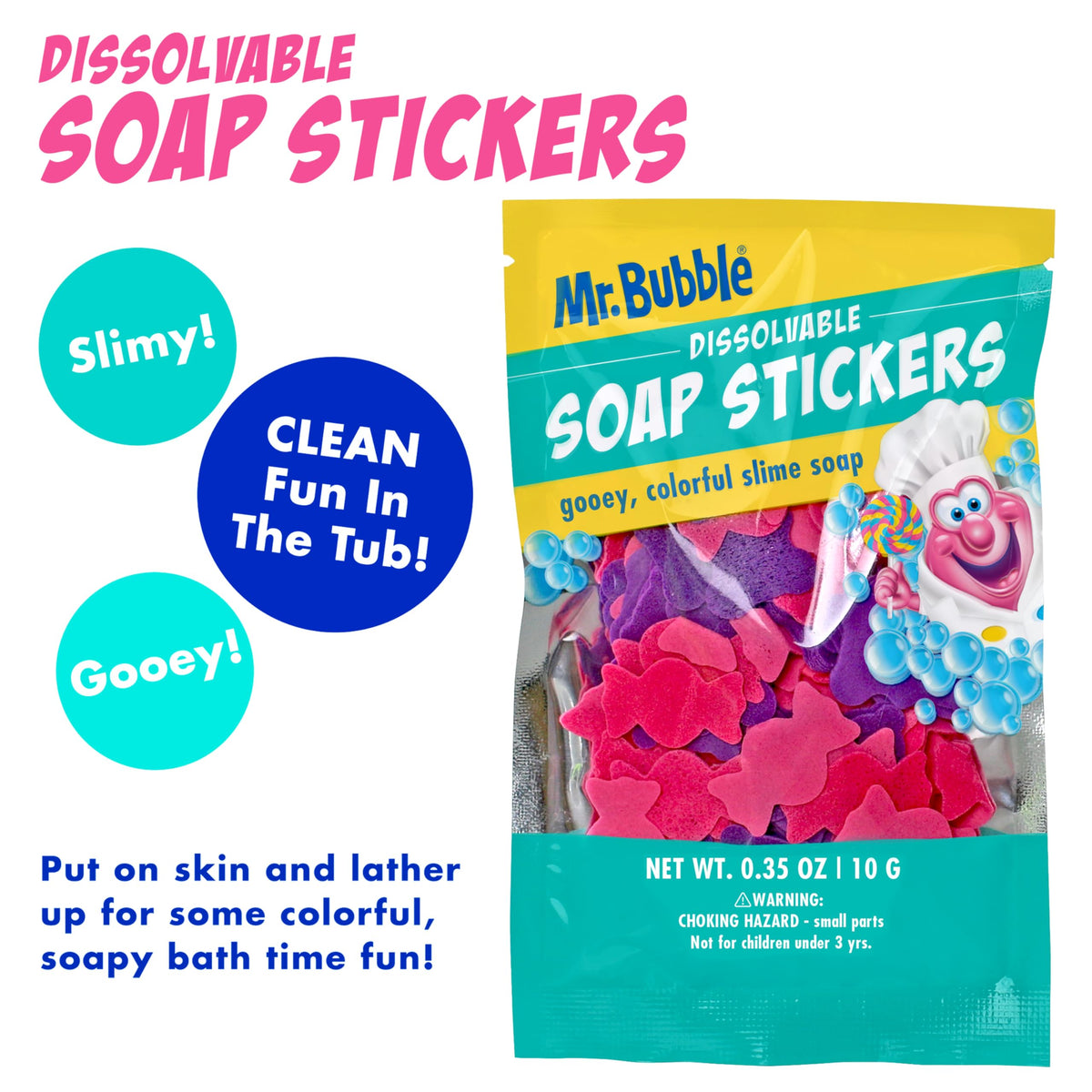 Mr. Bubble bubble bath bottle label clear view assuring gentle formula and foaming benefit