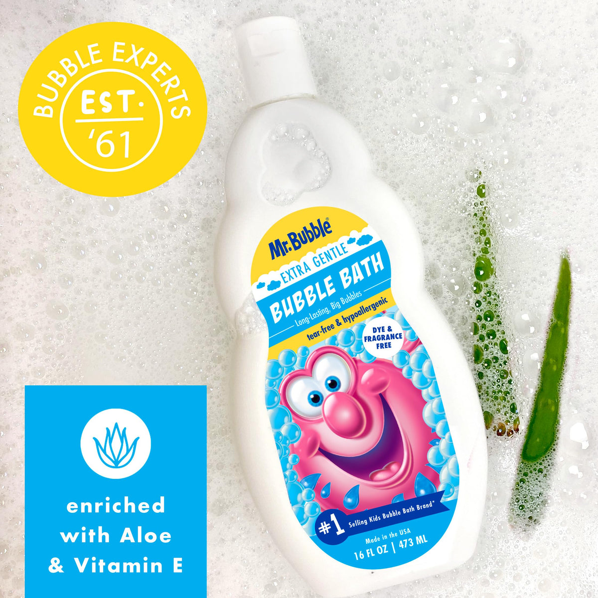Mr. Bubble creating abundant bubbles in bathtub for playful baths