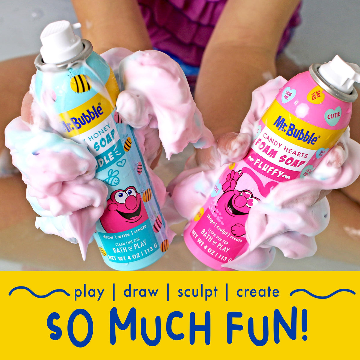 Mr. Bubble used in crafting fluffy slime showing versatile sensory play benefit