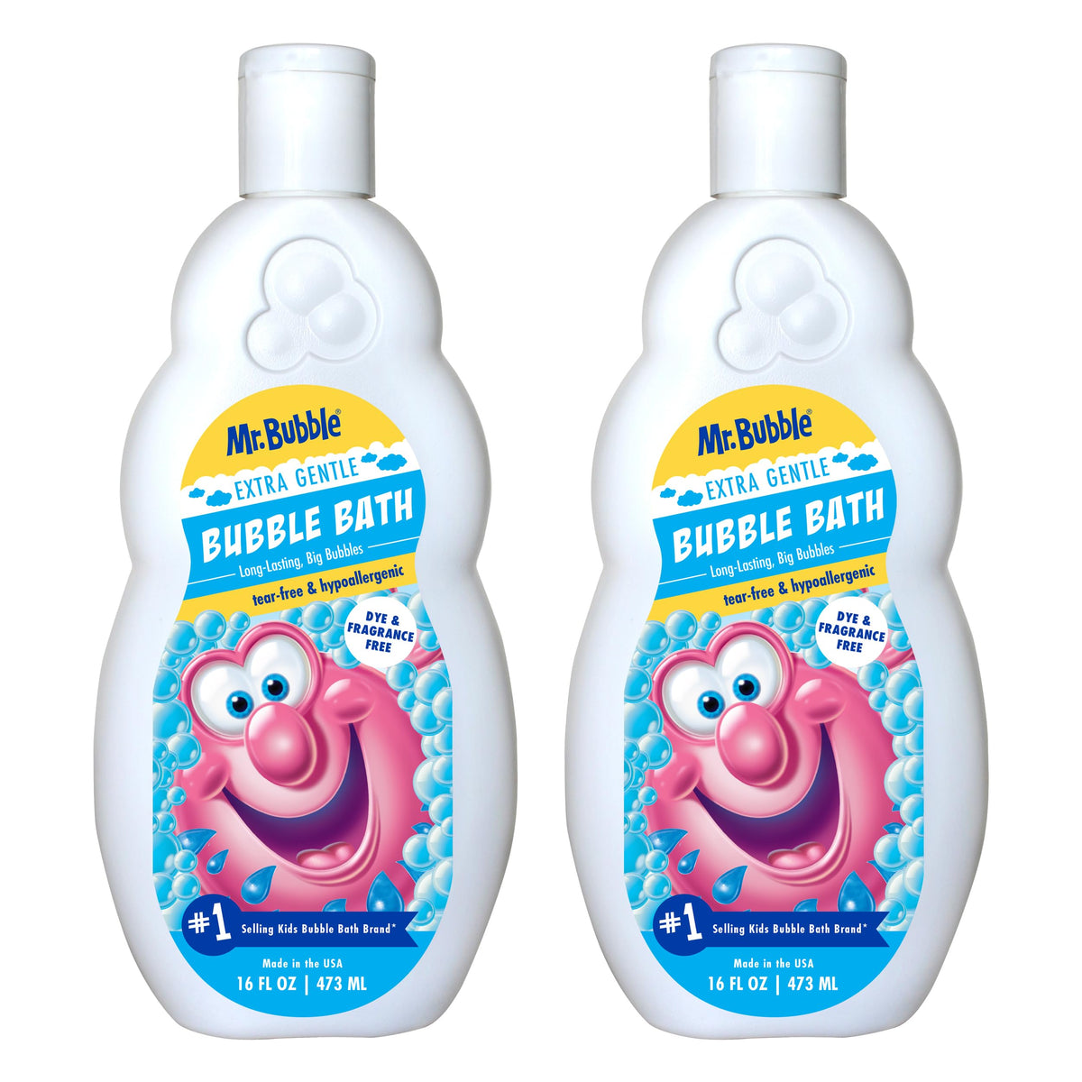 Mr. Bubble front label showing gentle unscented formula benefits