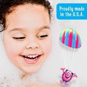Mr. Bubble in family bath scene showing safe, playful bubble time