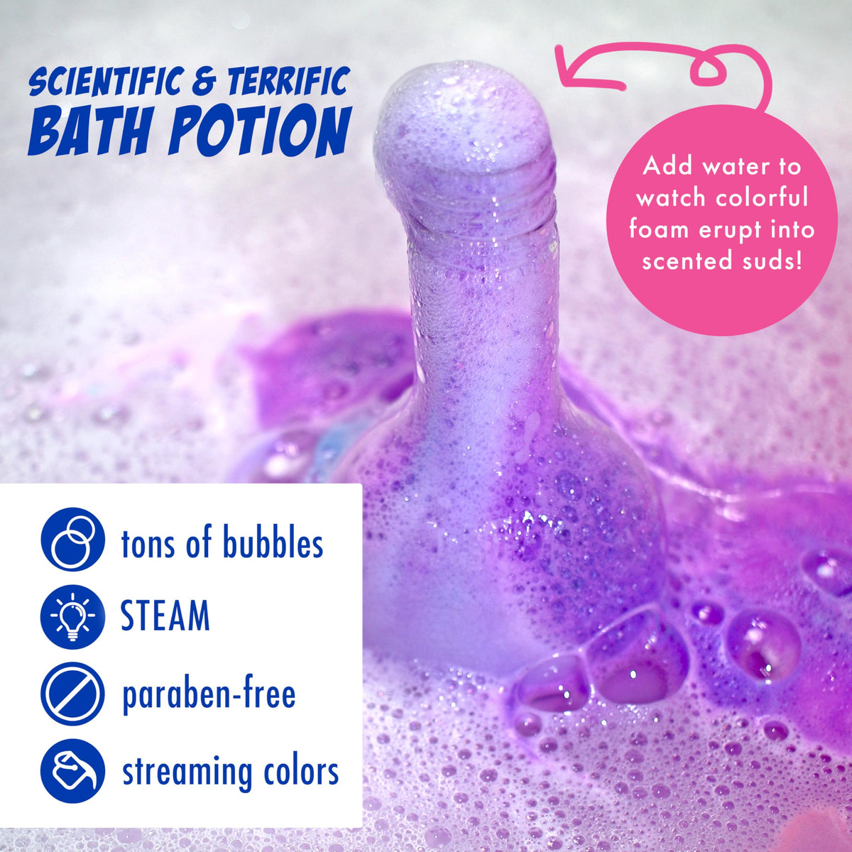 Mr. Bubble foam filling bathtub illustrating rich bubbles that boost tactile bath play