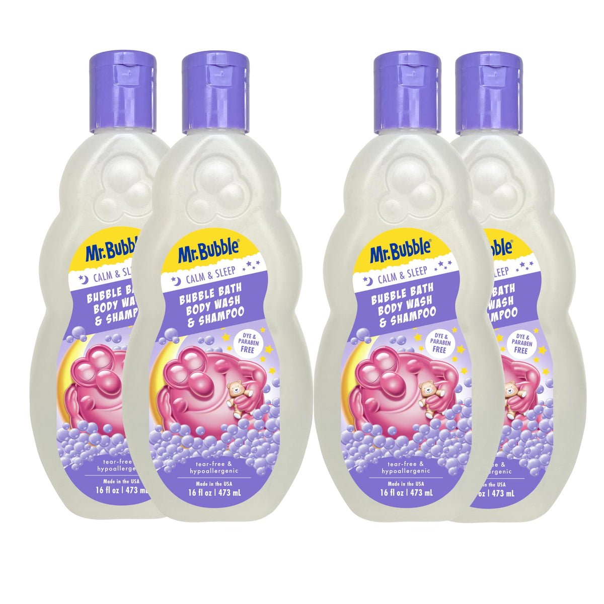 Mr. Bubble front packaging shows calming 3in1 formula for simplified baths