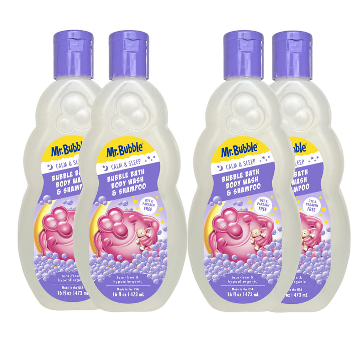 Mr. Bubble front packaging shows calming 3in1 formula for simplified baths