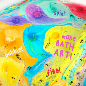 Mr. Bubble Jupiter fizzing in tub releasing color and scent for lively play