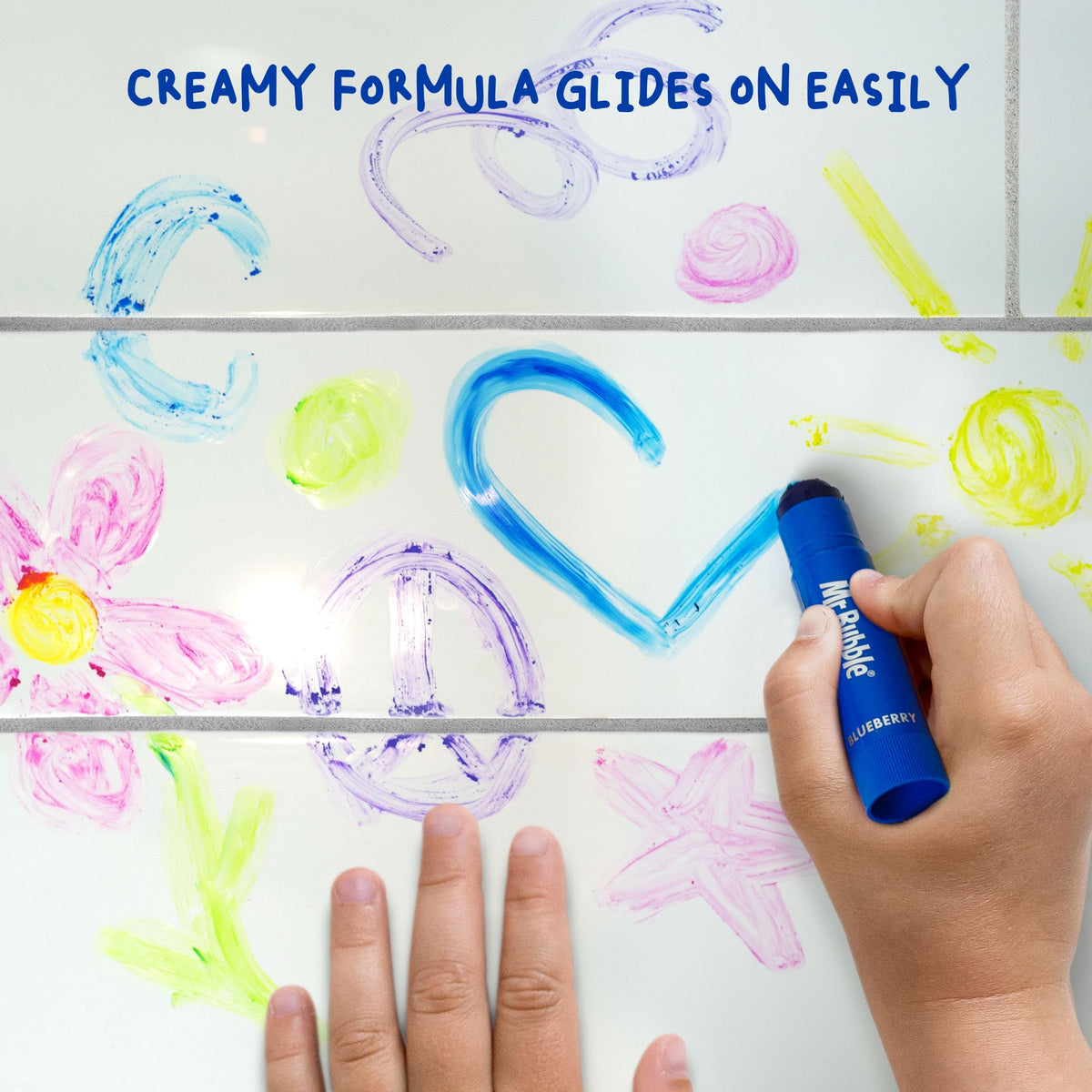 Mr. Bubble family in bathtub playing with paints, joyful supervised bath time