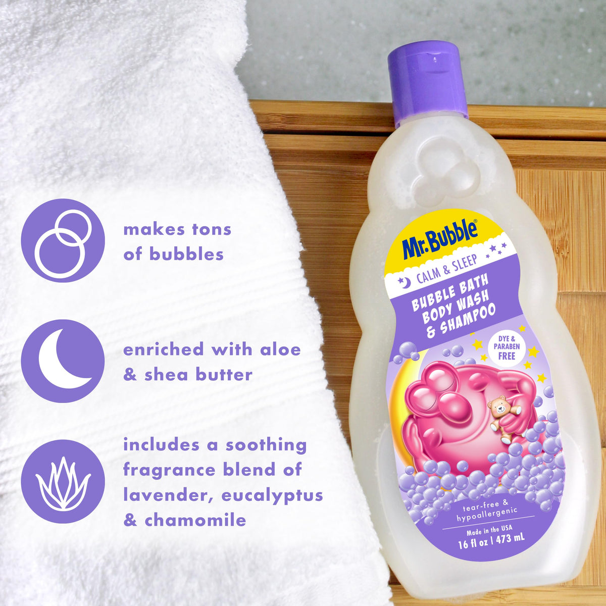 Mr. Bubble four-pack stacked to show value and long-lasting supply
