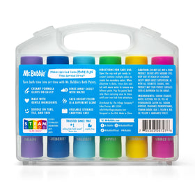 Mr. Bubble close-up of paint stick texture, creamy formula for smooth gliding