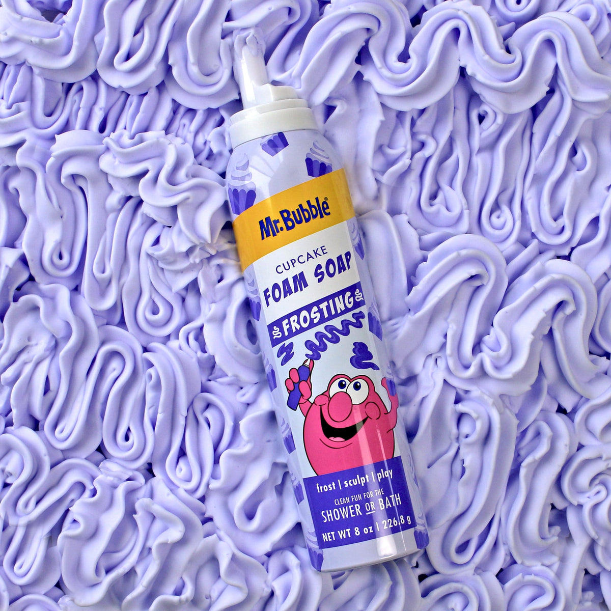 Mr. Bubble size comparison next to travel items benefit: compact and portable bottles