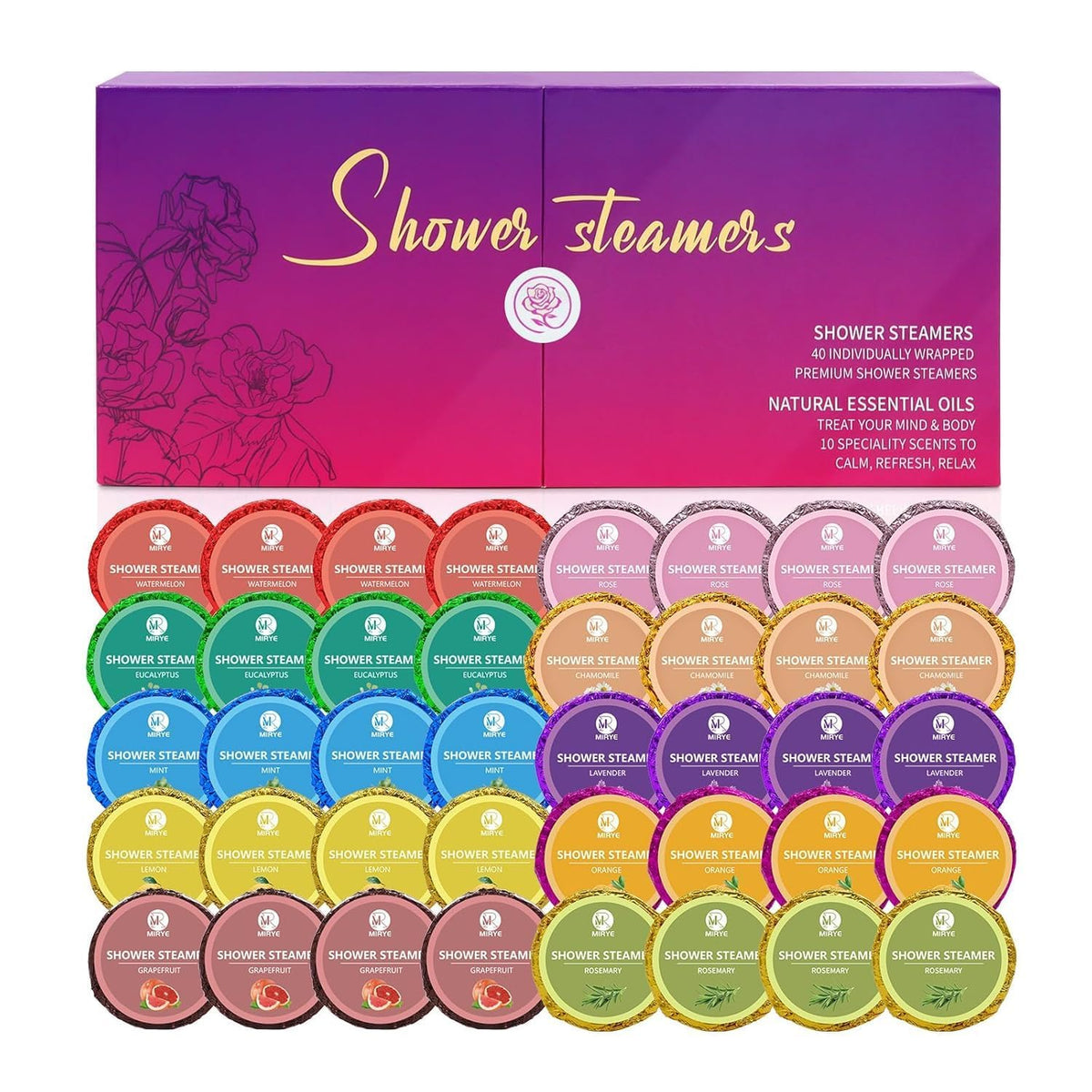 MR MIRYE front packaging showing full 40-pack and scent variety benefit