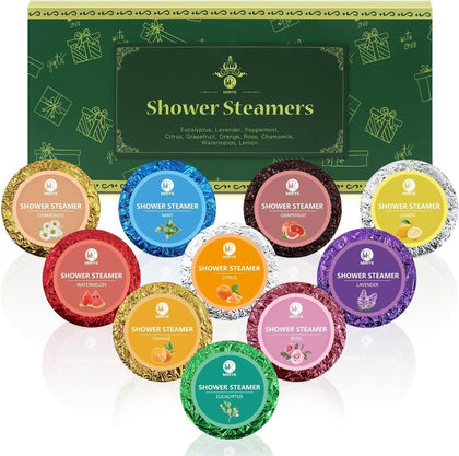 MR MIRYE front packaging showing 10 colorful shower steamers and clear branding for easy gifting