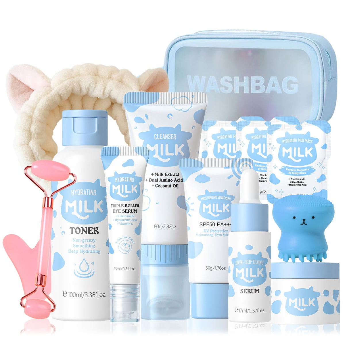 MrCuvaryas front packaging showing full milk skincare gift set and presentation benefit