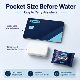 MRFH single wrapped tablet compact in palm highlighting hygienic sealed storage