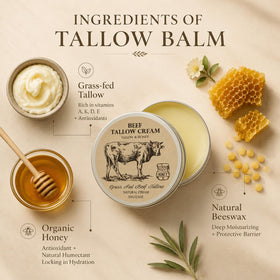 MROUVIK raw honey and rendered tallow ingredients displayed to highlight natural sourcing