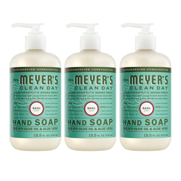 Mrs. MEYER'S front bottle showing basil scent and clean design for easy identification