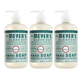 Mrs. MEYER'S front packaging showing three bottles and easy grab convenience