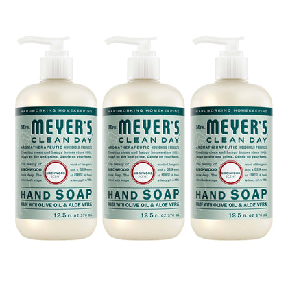 Mrs. MEYER'S front packaging showing three bottles and easy grab convenience