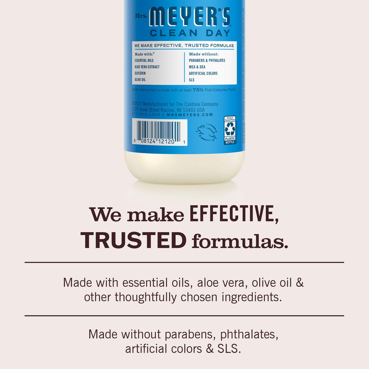 Mrs. MEYER'S soap lather texture showing gentle foam and moisturizing feel