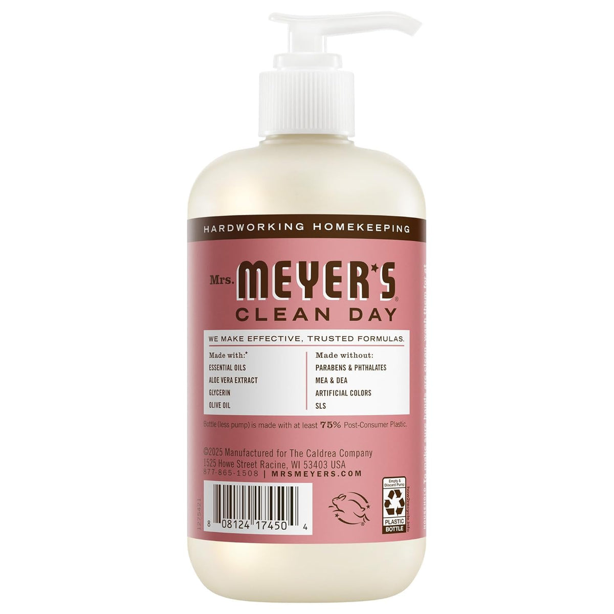 Mrs. MEYER'S close-up label detail highlighting botanical ingredients and clarity