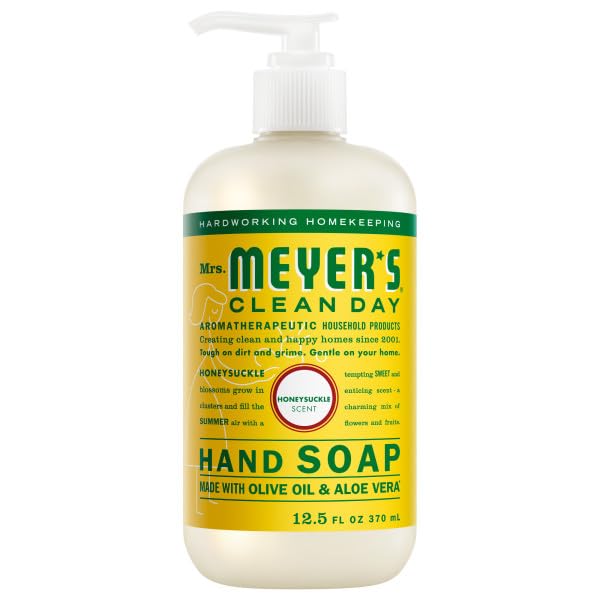 Mrs. MEYER'S pump detail on bottle cap demonstrating easy, controlled dispensing for neat use