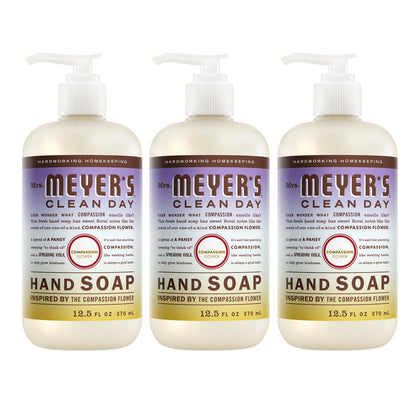 Mrs. Meyer's Compassion Flower front packaging showing three bottles and scent