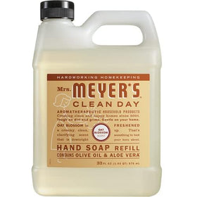 Mrs. MEYER'S foamy soap in a sink with hands, showing effective gentle cleaning
