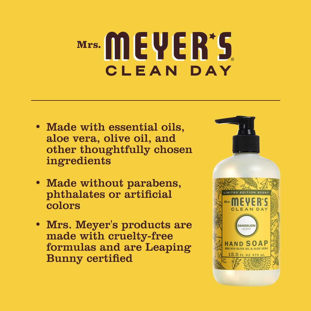 Mrs. MEYER'S close-up foam from pump highlighting gentle lather and moisturizing benefits