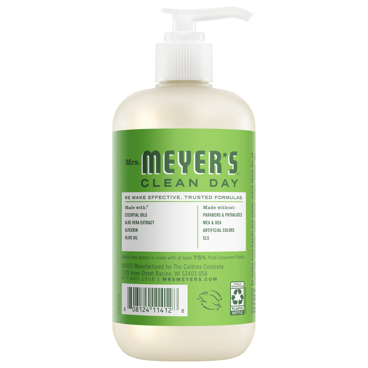 Mrs. MEYER'S Fresh Cut Grass bottle close-up highlighting green fragrance benefit