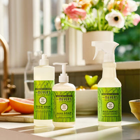 Mrs. MEYER'S aloe and olive visual representing moisturizing botanicals in formula