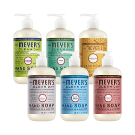 Mrs. MEYER'S six-bottle front packaging showing variety and convenience