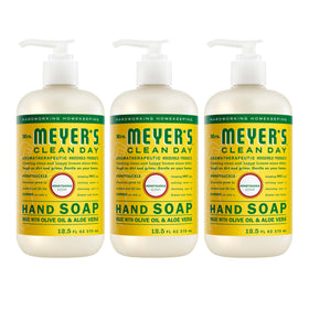 Mrs. Meyer's honeysuckle front packaging showing bottle and label benefits
