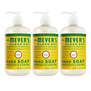 Mrs. Meyer's honeysuckle front packaging showing bottle and label benefits