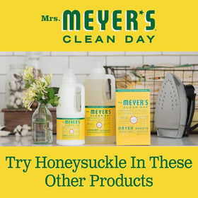 Mrs. MEYER'S honeysuckle ingredients olive and aloe arranged, supports softer hands
