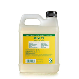 Mrs. MEYER'S honeysuckle pour refill action into pump bottle, reduces single-use plastic